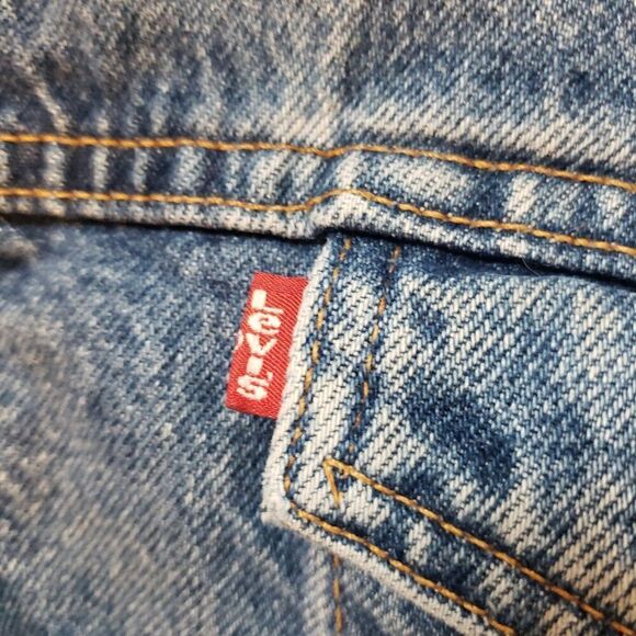 Levis VTG Mens Sherpa Lined Trucker Denim Jacket Size L Blue Chore Coat - Picture 2 of 11